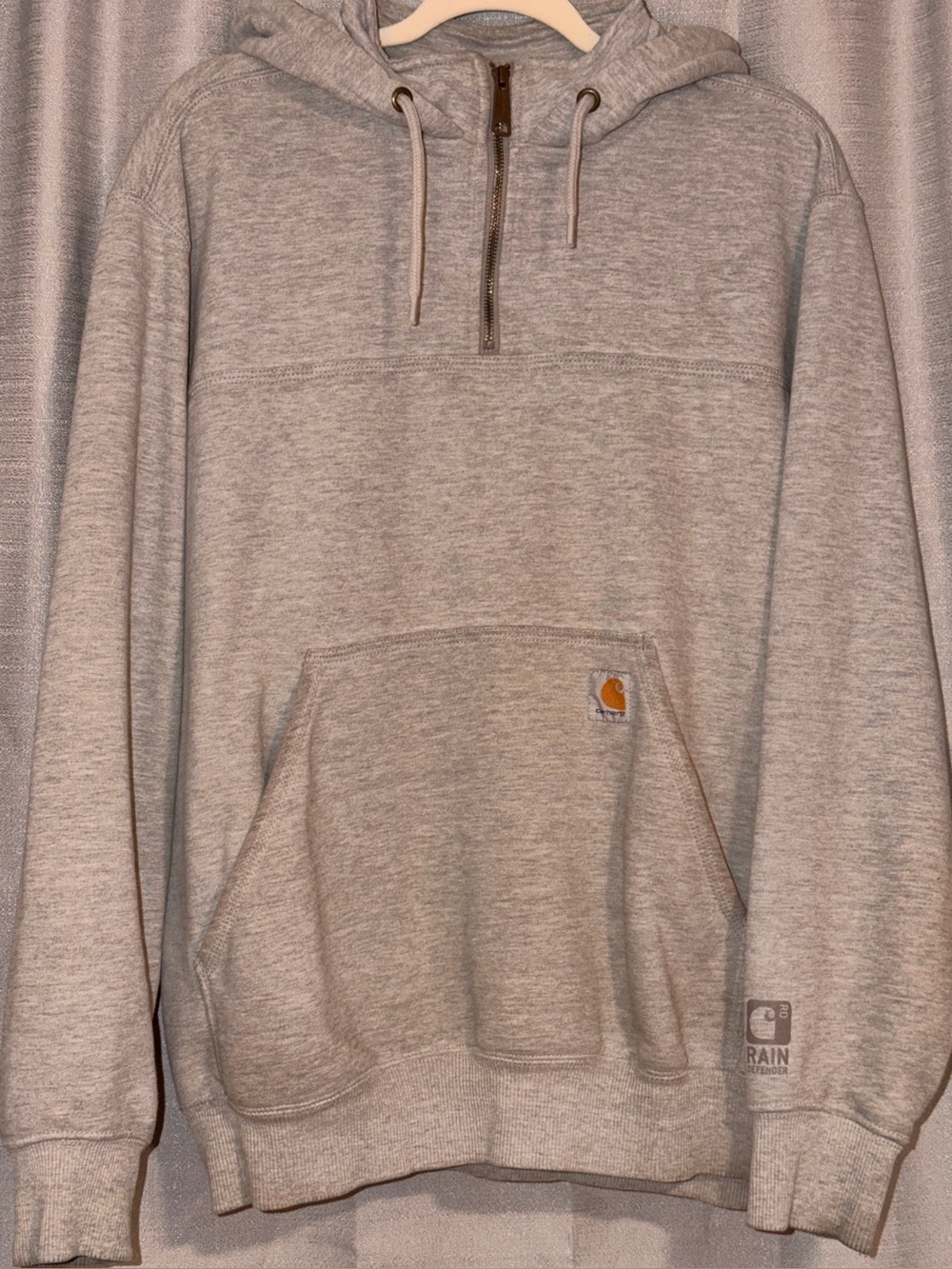 Carhartt Rain Defender Gray Quarter Zip Hoodie Men’s Medium
